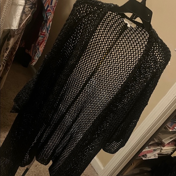 Easel Black Open-Knit Cardigan - Picture 2 of 5